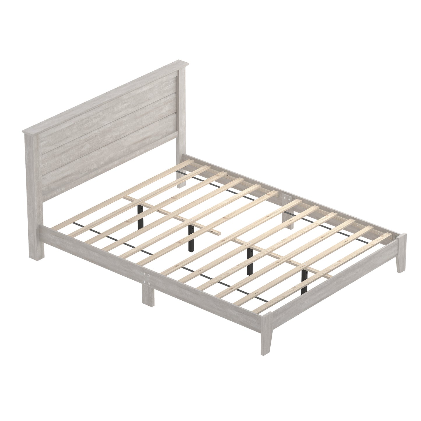 Galano Modern Platform Bed with Slatted Headboard 66.1" W × 85.6" D × 40.2" H