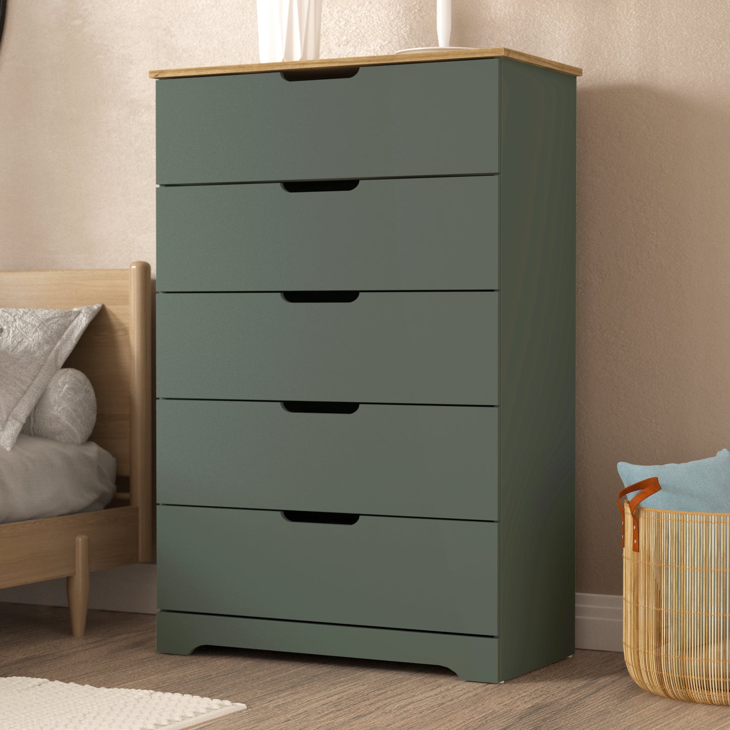 Galano 5 Drawer Dresser with Interlocking Drawers 31.3" W × 47.2" H x 15.6'' D