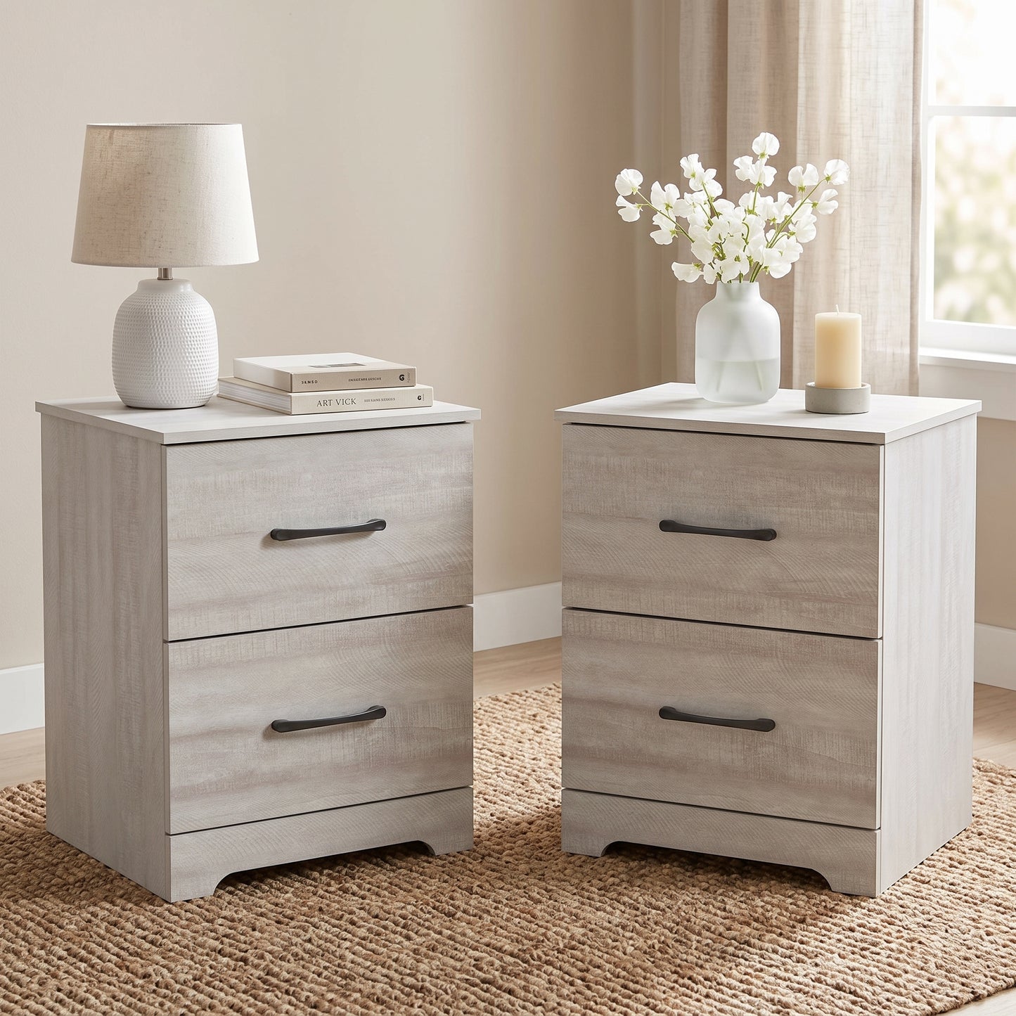 Galano Modern 2-Drawer Nightstand with Storage, Compact Bedside Table or End Table, 18.7" W x 15.7" D x 23.7" H