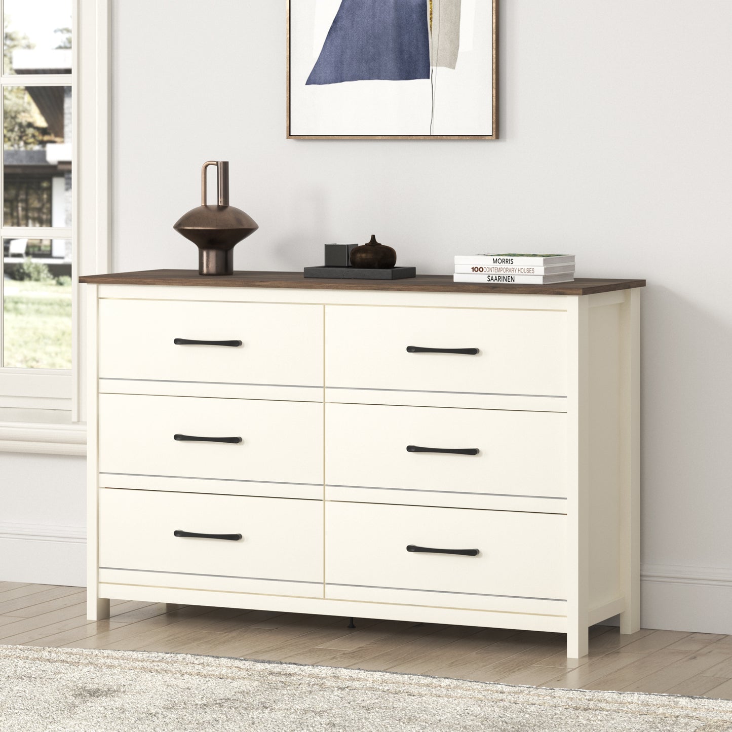 Galano 6-Drawer Dresser with Interlock Safety 47.2" W x 15.7" D x 31.3" H