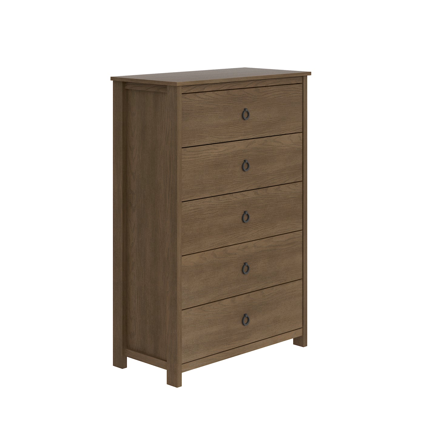 5-Drawer Chest with Interlocking Drawers, 31.3-Inch Wide, Dark Brown Oak, 1-Piece