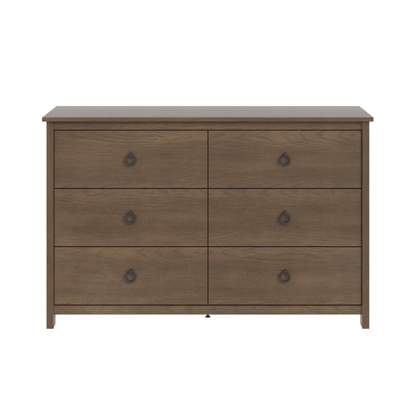 6-Drawer Double Dresser with Interlocking Drawers, Dark Brown Oak, 1-Piece