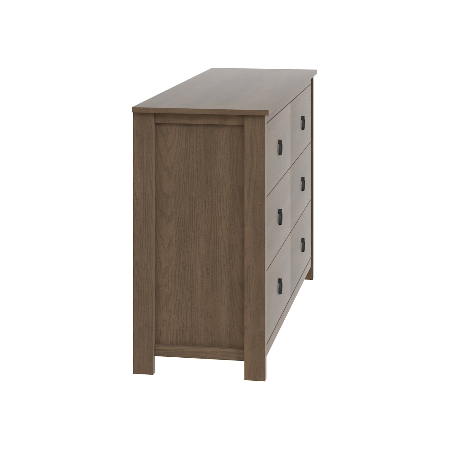 6-Drawer Double Dresser with Interlocking Drawers, Dark Brown Oak, 1-Piece