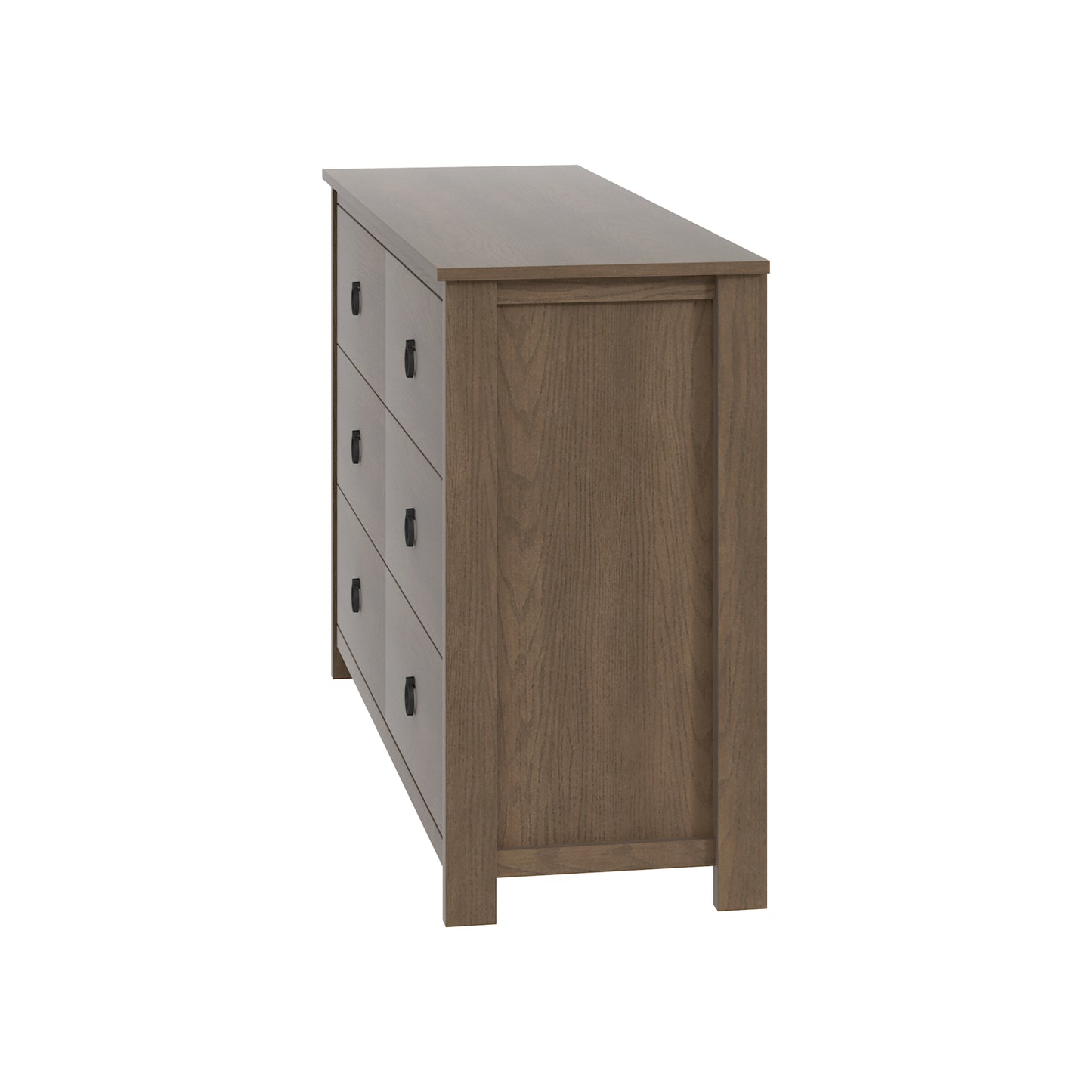 6-Drawer Double Dresser with Interlocking Drawers, Dark Brown Oak, 1-Piece