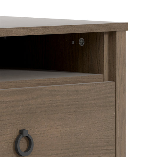 2-Drawer Nightstand with Open Shelf, 20.9-Inch Wide, Brown, 1-Piece