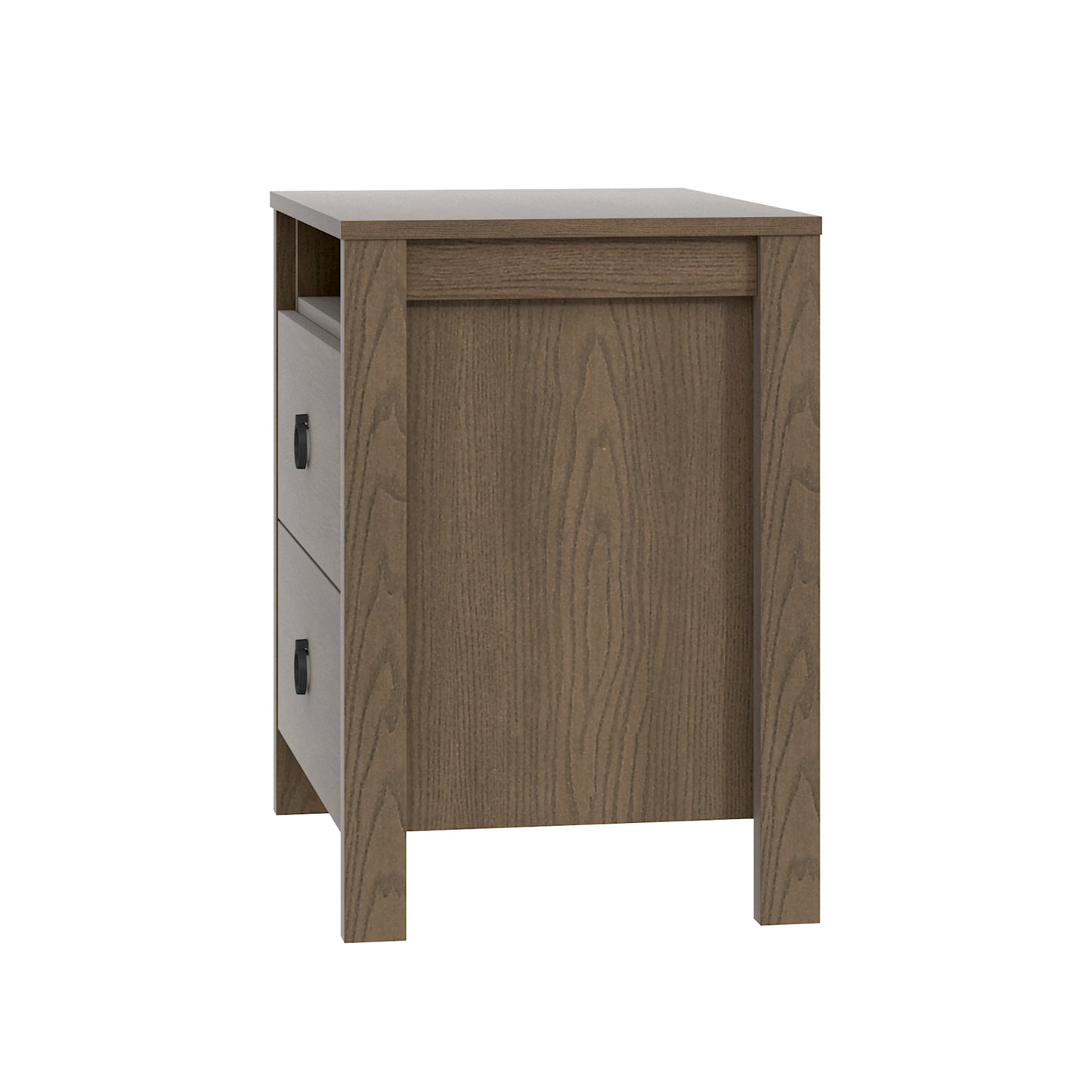 2-Drawer Nightstand with Open Shelf, 20.9-Inch Wide, Brown, 1-Piece