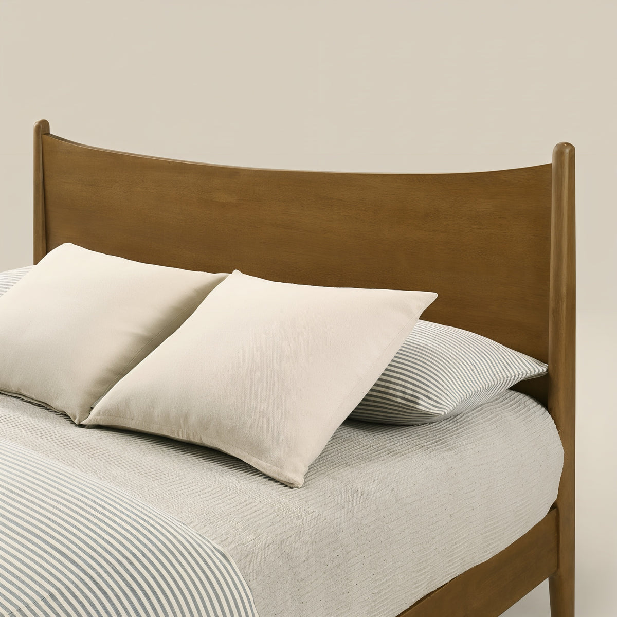 GALANO Queen Solid Wood Platform Bed with Curved Headboard, No Box Spring Required