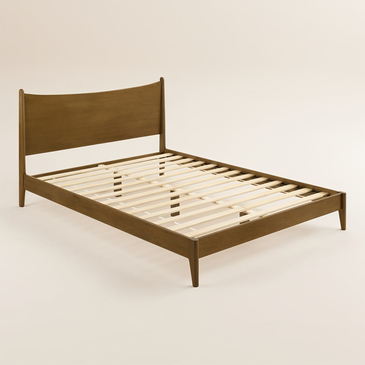 GALANO Queen Solid Wood Platform Bed with Curved Headboard, No Box Spring Required