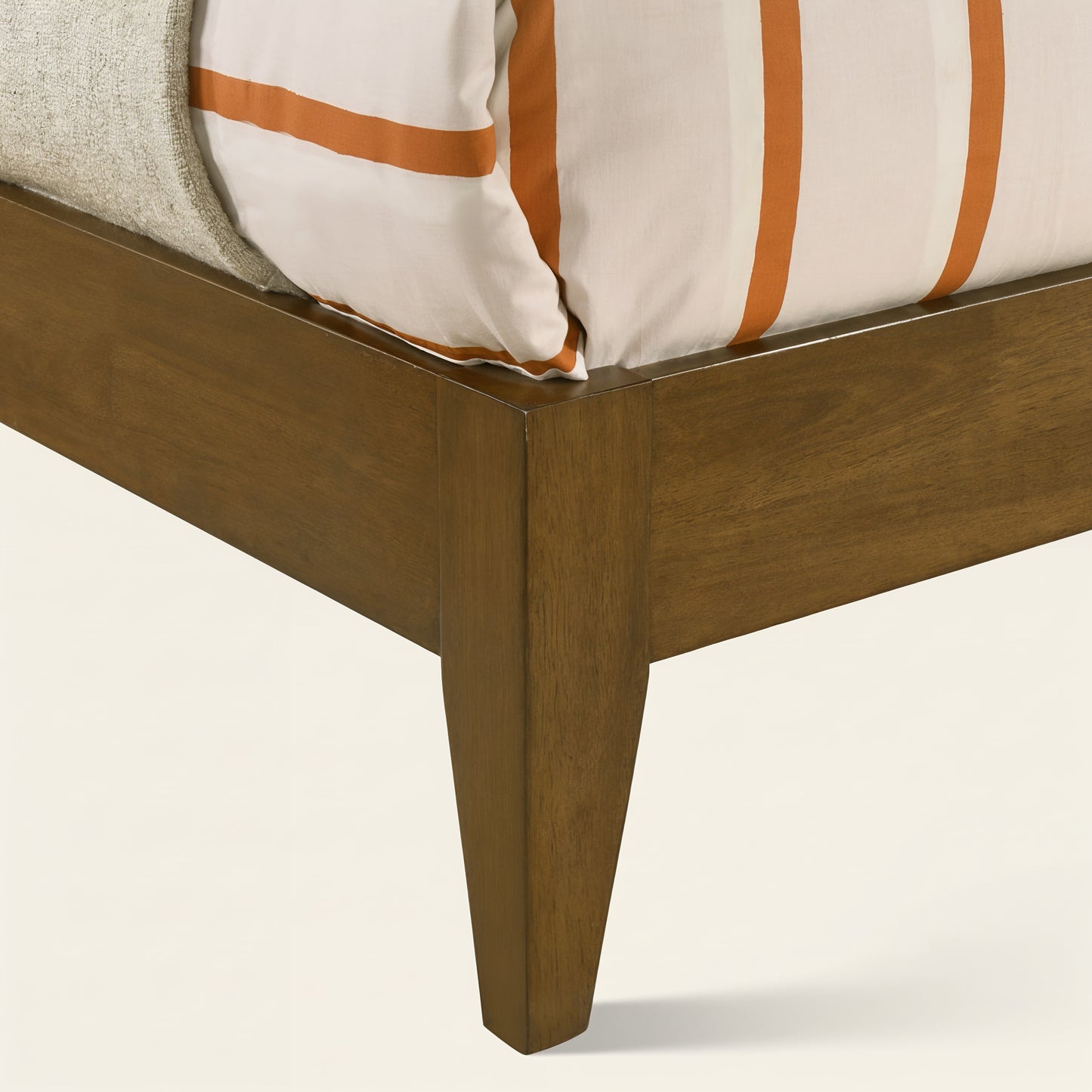 GALANO Queen Platform Bed with Upholstered Headboard, Solid Rubberwood