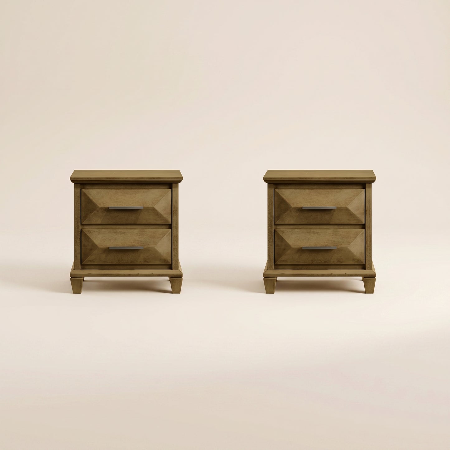 GALANO 2-Drawer Nightstand Set of 2, 23" Transitional Bedside Tables