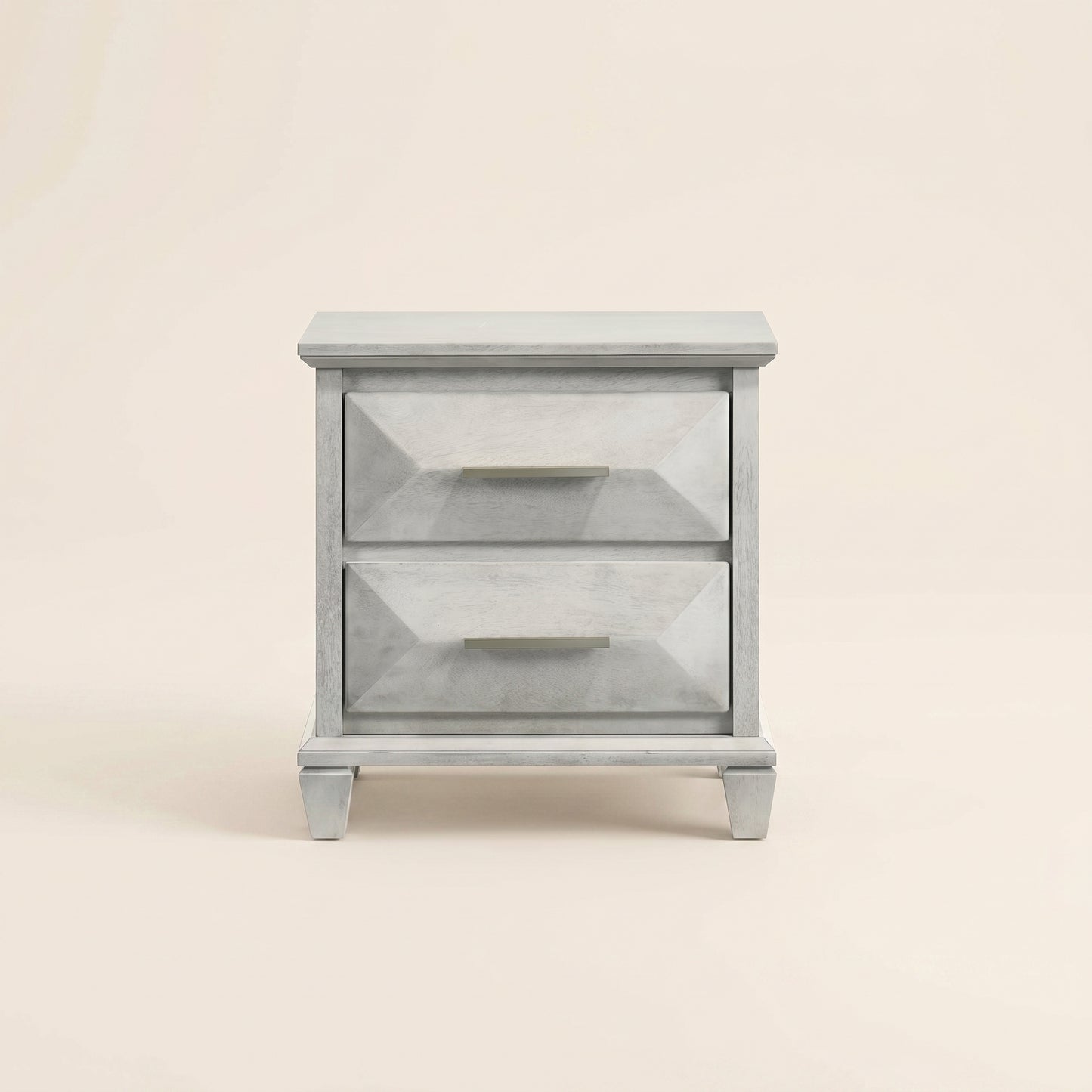 2-Drawer Nightstand Set of 2 with Geometric Fronts, 22.28" W
