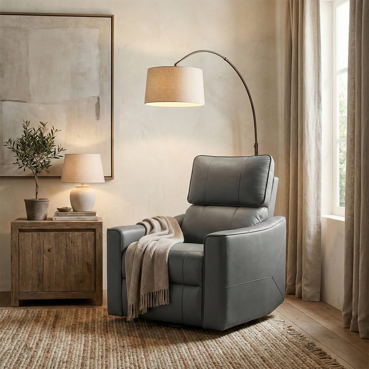 Galano 31.7" W Genuine Leather Power Lift Recliner with Swivel, Glider and USB Charging