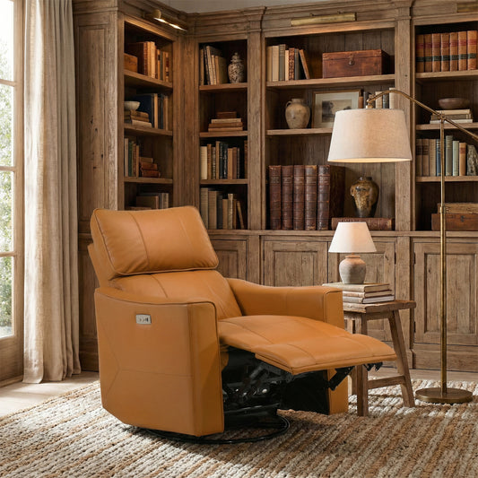 Galano 31.7" W Genuine Leather Power Lift Recliner with Swivel, Glider and USB Charging