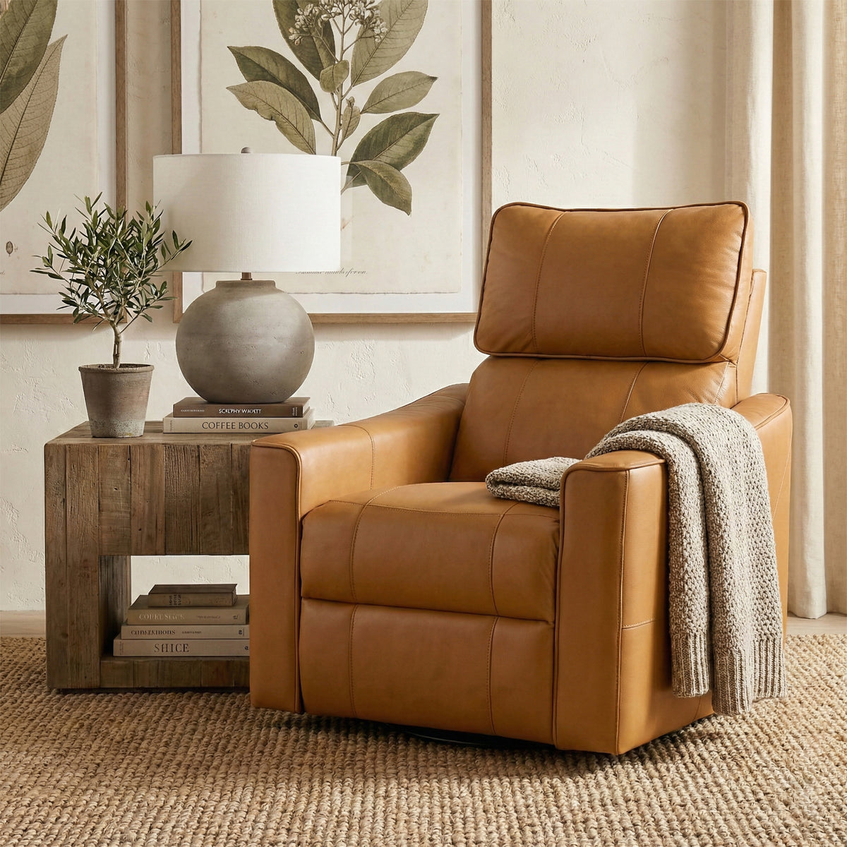 Galano 31.7" W Genuine Leather Power Lift Recliner with Swivel, Glider and USB Charging