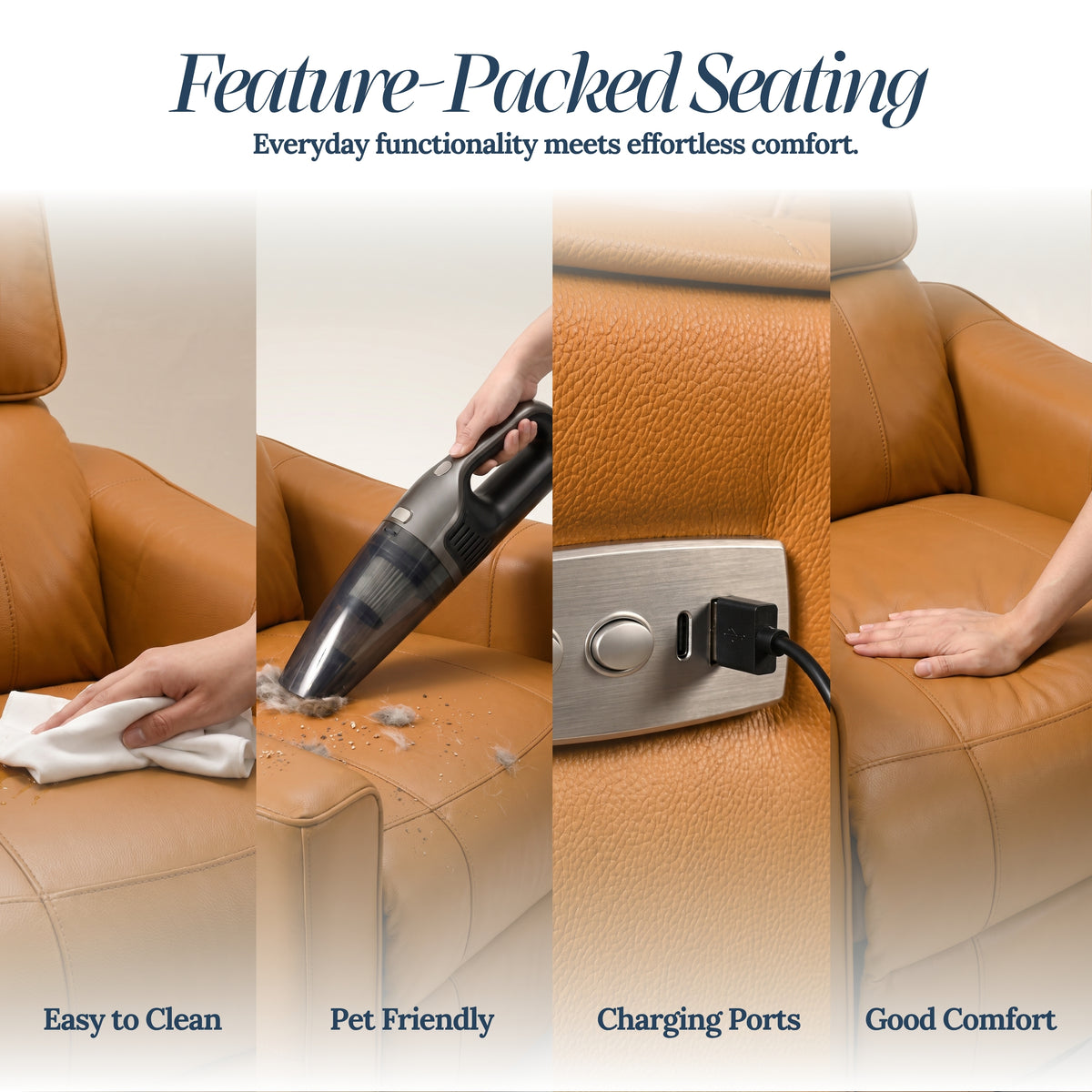 Galano 31.7" W Genuine Leather Power Lift Recliner with Swivel, Glider and USB Charging