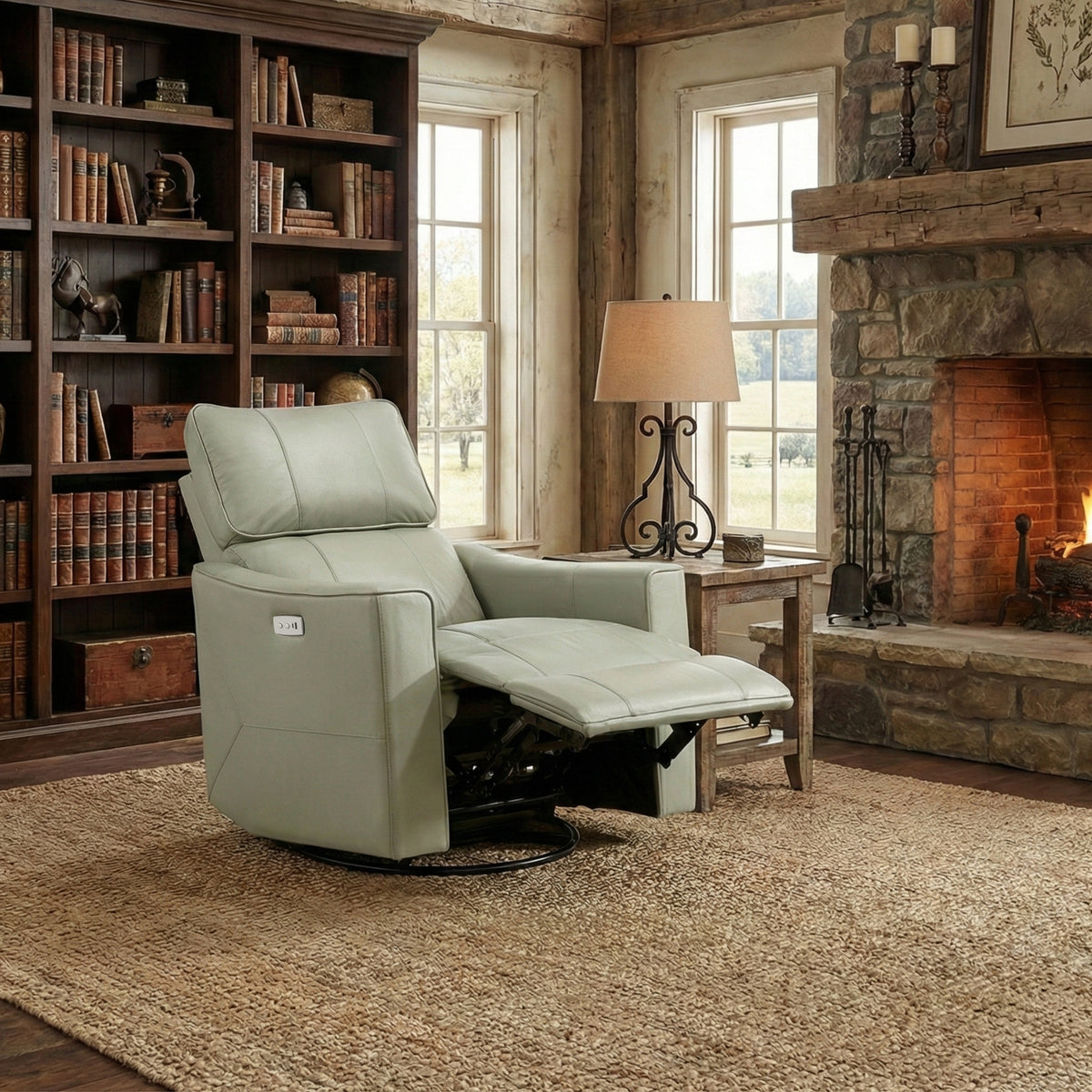 Galano 31.7" W Genuine Leather Power Lift Recliner with Swivel, Glider and USB Charging