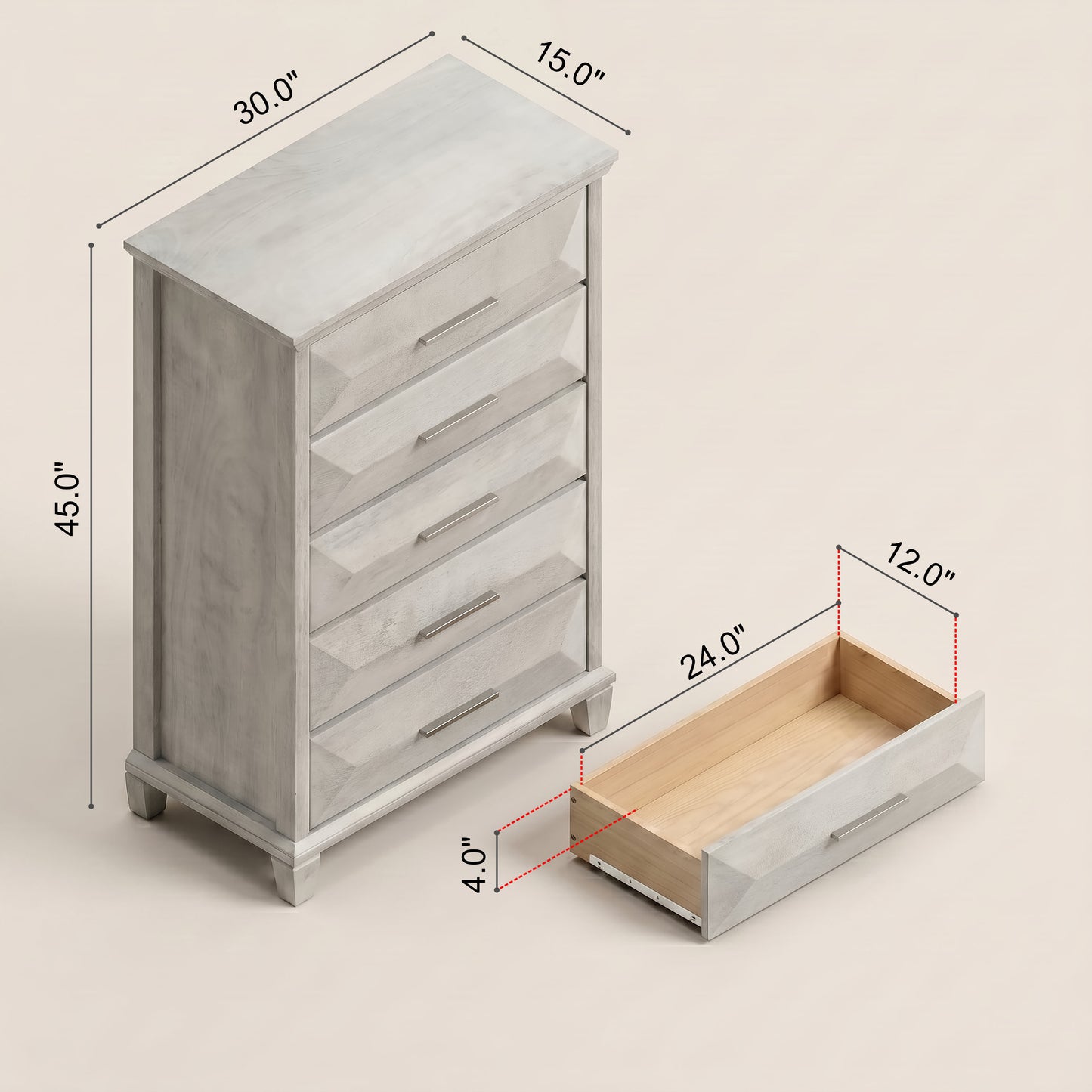 5-Drawer Chest with Interlocking Drawers, 30-Inch Wide, 1-Piece