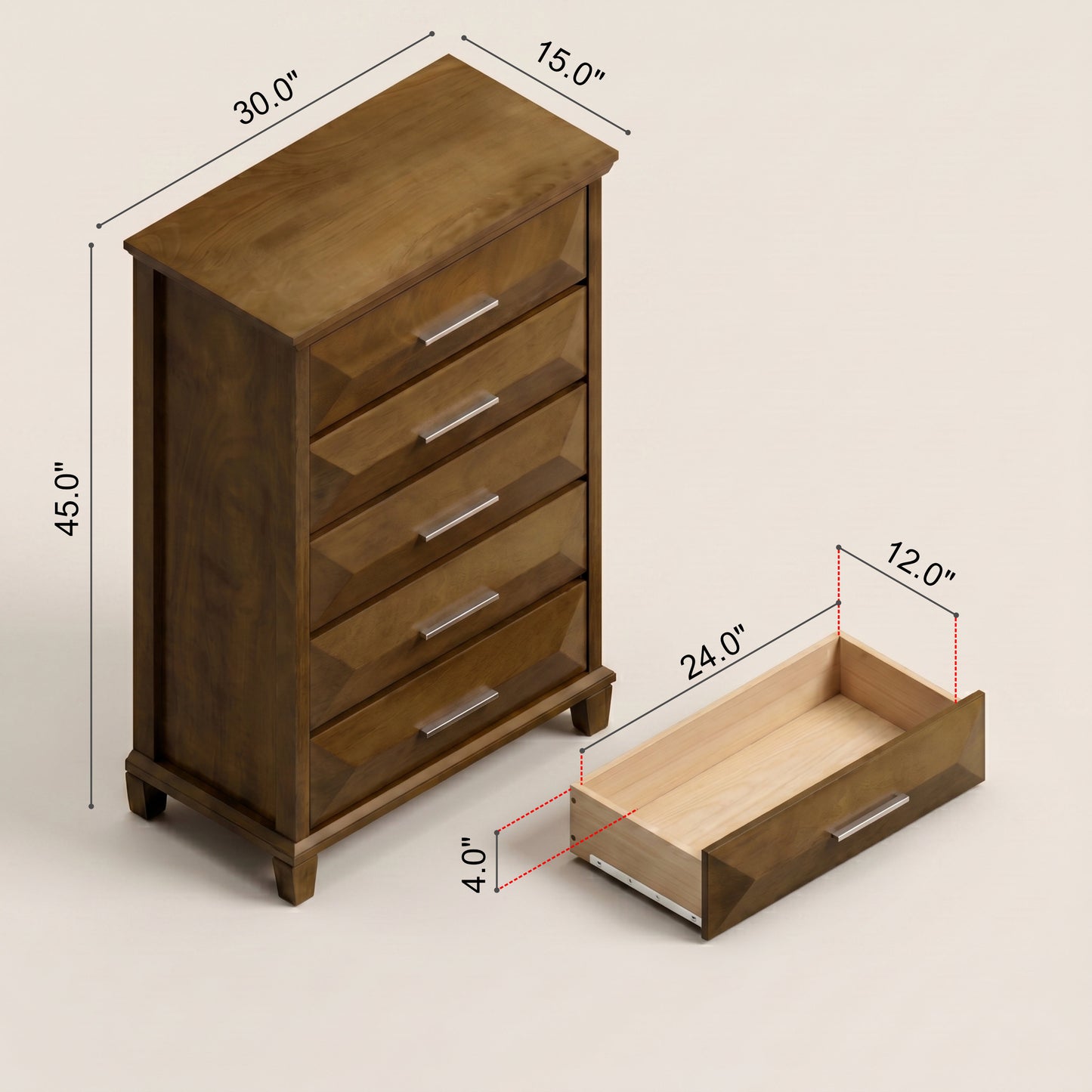 5-Drawer Chest with Interlocking Drawers, 30-Inch Wide, 1-Piece