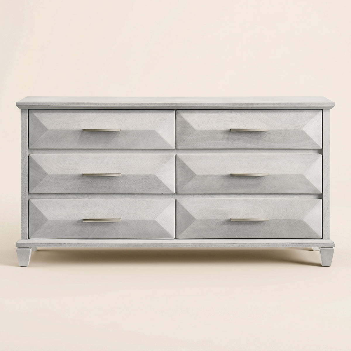 GALANO 6-Drawer Double Dresser with Geometric Drawer Fronts, 56-Inch