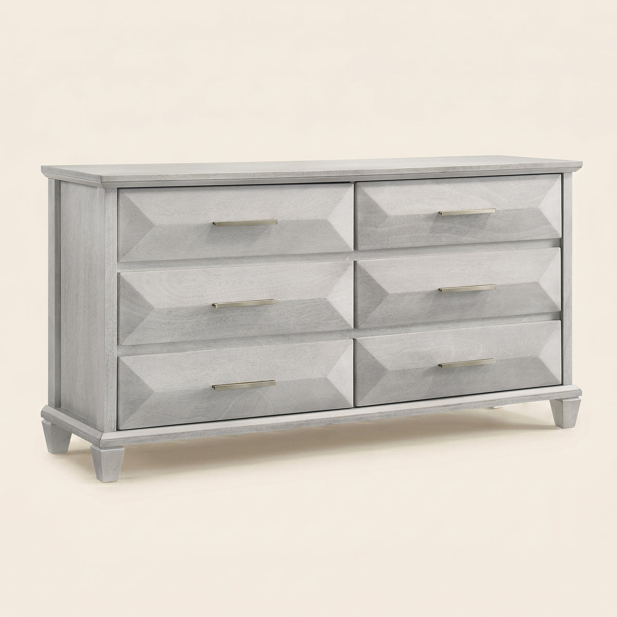 GALANO 6-Drawer Double Dresser with Geometric Drawer Fronts, 56-Inch