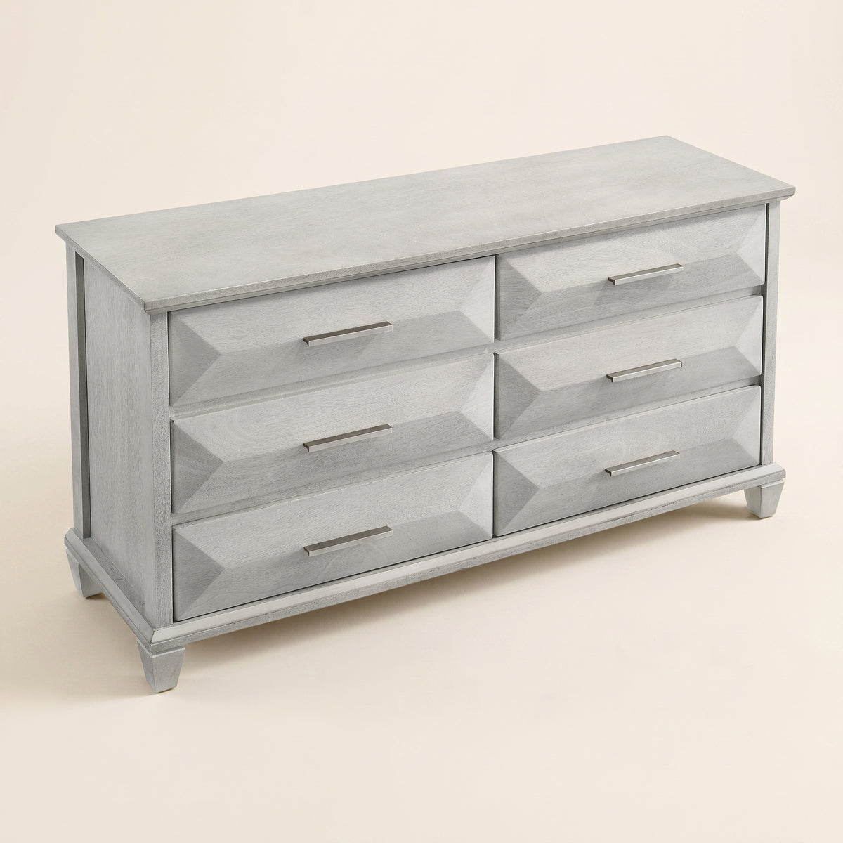 GALANO 6-Drawer Double Dresser with Geometric Drawer Fronts, 56-Inch