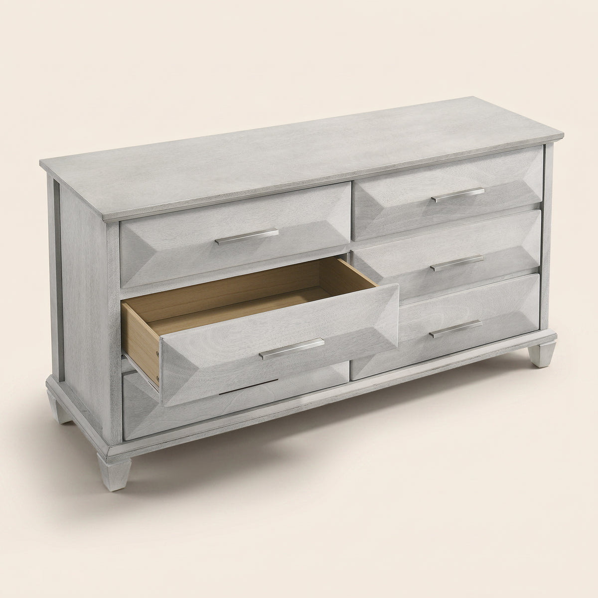 GALANO 6-Drawer Double Dresser with Geometric Drawer Fronts, 56-Inch
