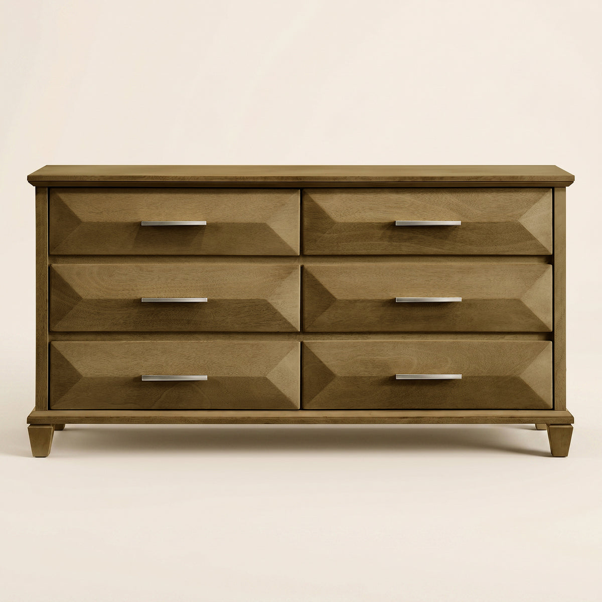 GALANO 6-Drawer Double Dresser with Geometric Drawer Fronts, 56-Inch