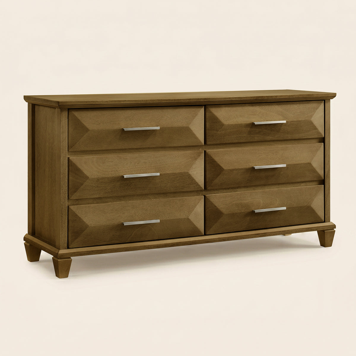 GALANO 6-Drawer Double Dresser with Geometric Drawer Fronts, 56-Inch
