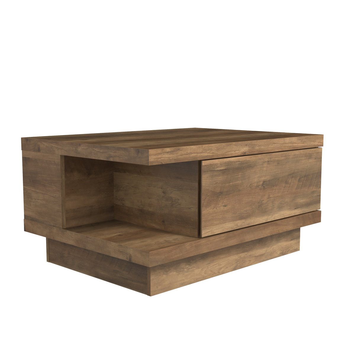 GALANO Round Coffee Table with Cross Base, 31.5", Knotty Oak, 1-Piece