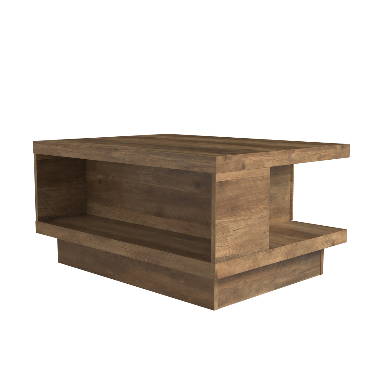 GALANO Round Coffee Table with Cross Base, 31.5", Knotty Oak, 1-Piece