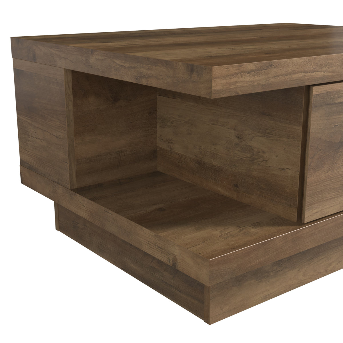 GALANO Round Coffee Table with Cross Base, 31.5", Knotty Oak, 1-Piece