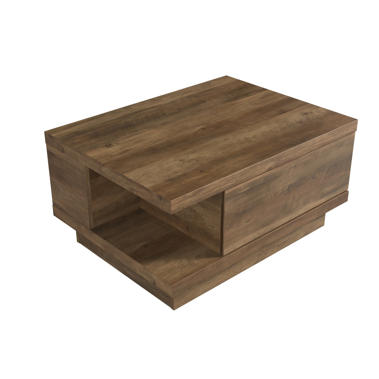 GALANO Round Coffee Table with Cross Base, 31.5", Knotty Oak, 1-Piece