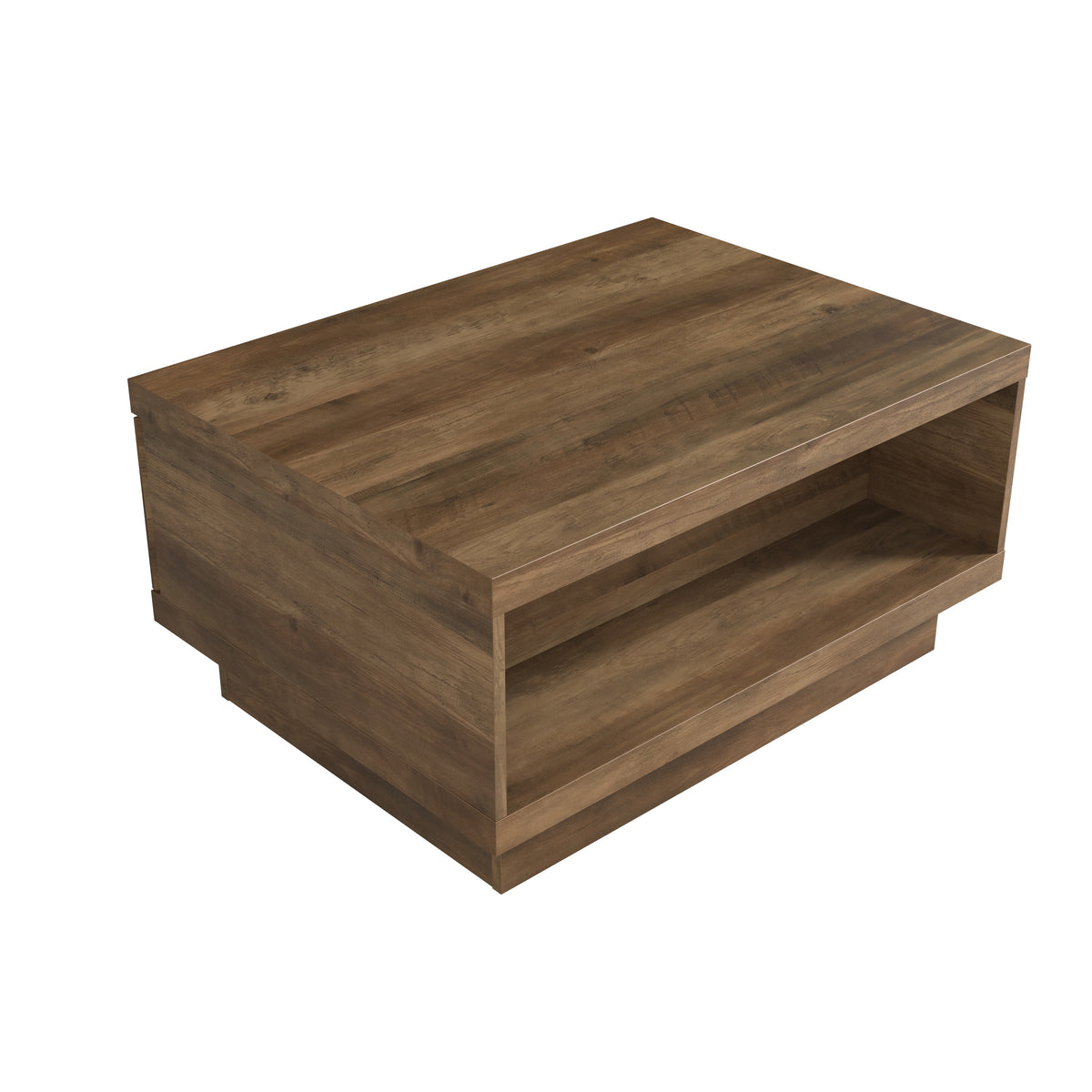 GALANO Round Coffee Table with Cross Base, 31.5", Knotty Oak, 1-Piece
