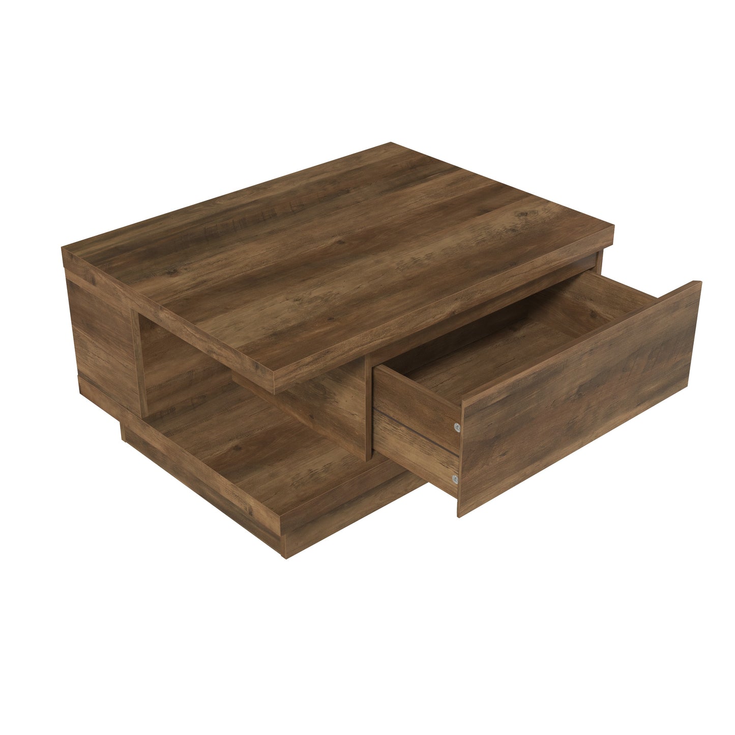GALANO Round Coffee Table with Cross Base, 31.5", Knotty Oak, 1-Piece