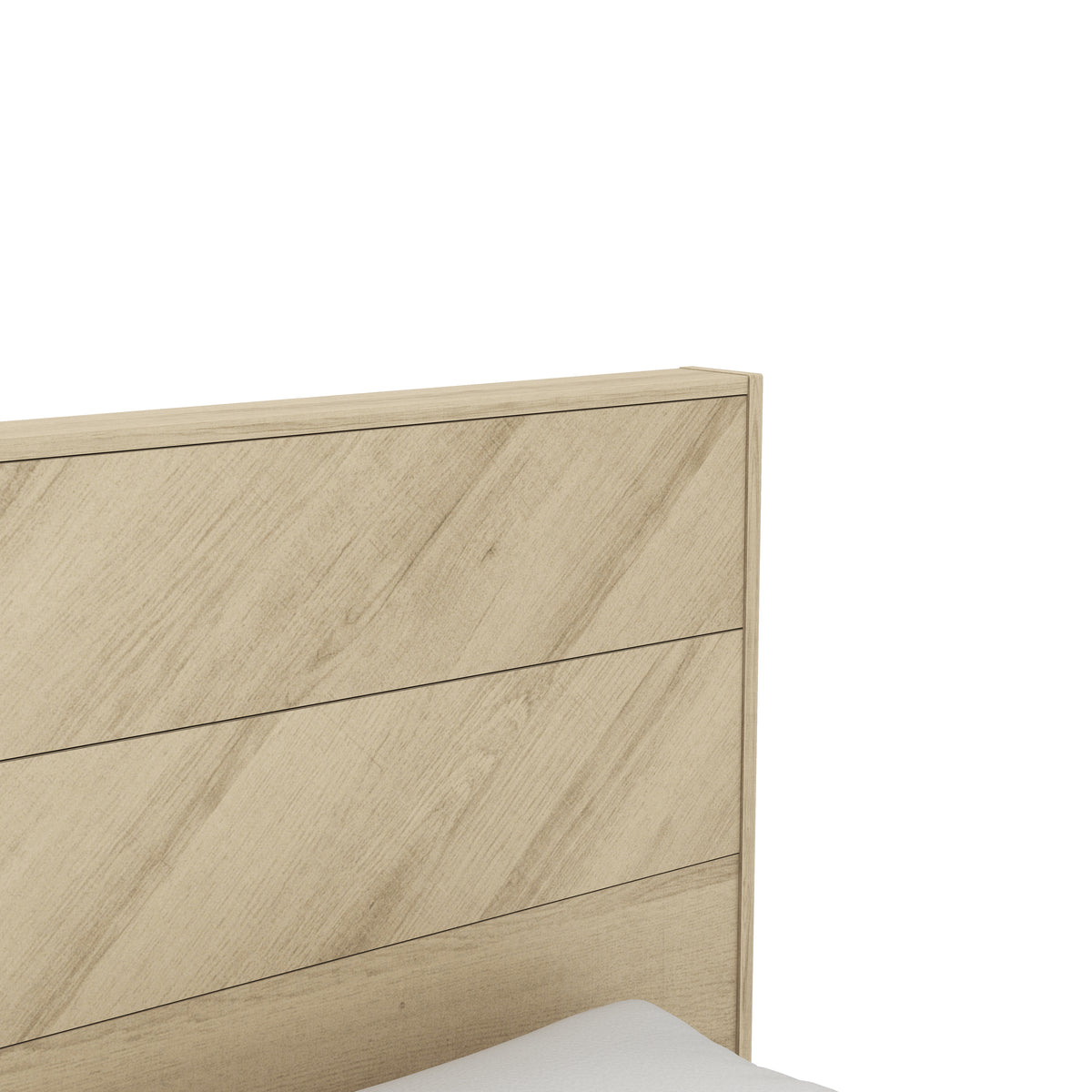 GALANO Mid-Century Full Bed Frame with Chevron Headboard, Oslo Oak