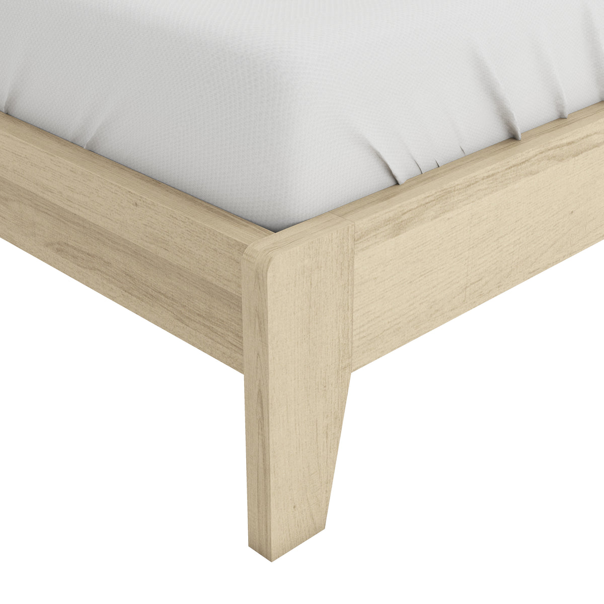 GALANO Mid-Century Full Bed Frame with Chevron Headboard, Oslo Oak