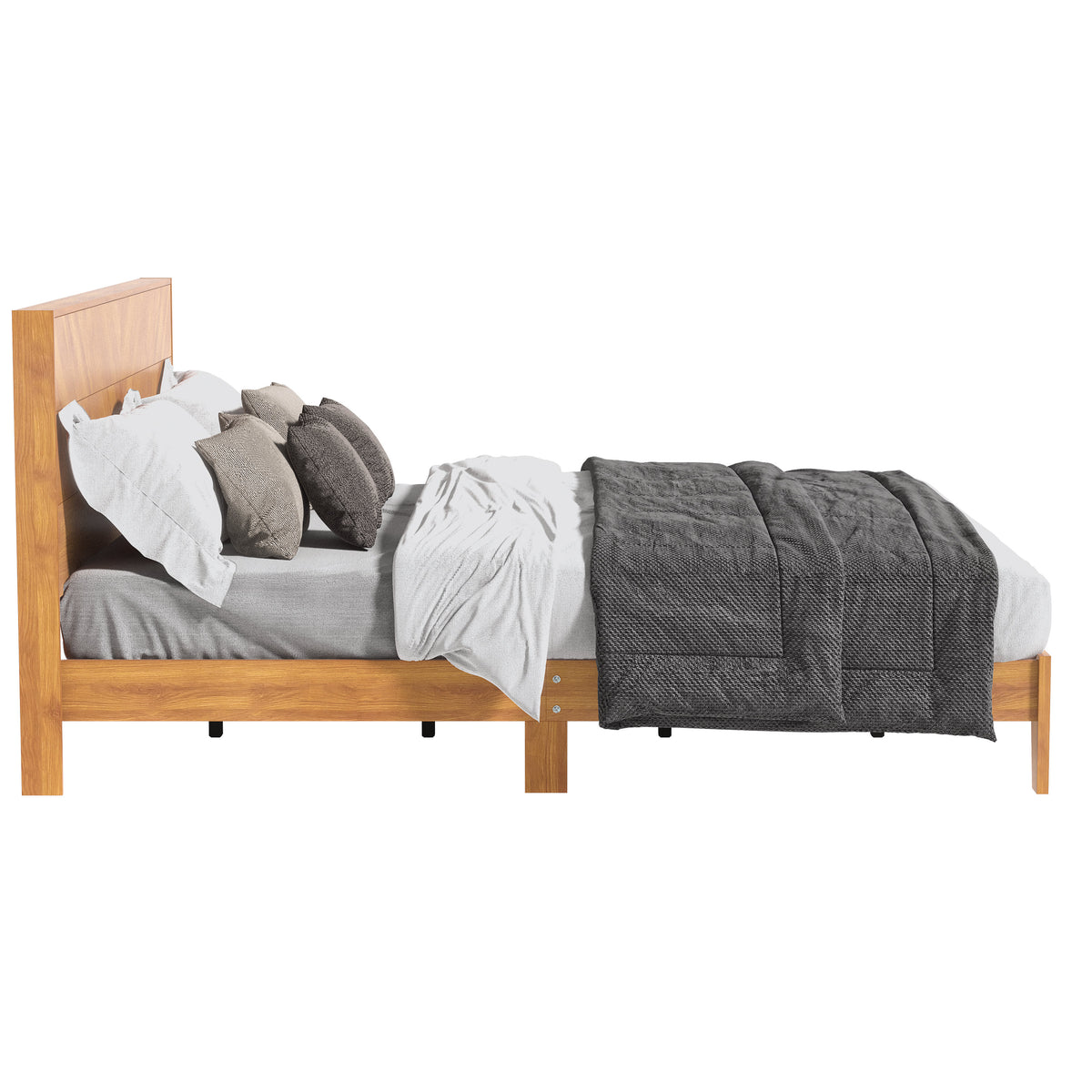 GALANO King Platform Bed with Chevron Headboard