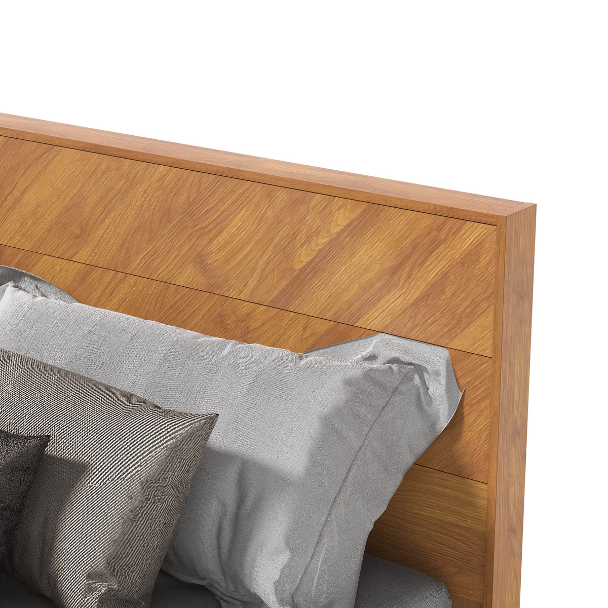 GALANO King Platform Bed with Chevron Headboard