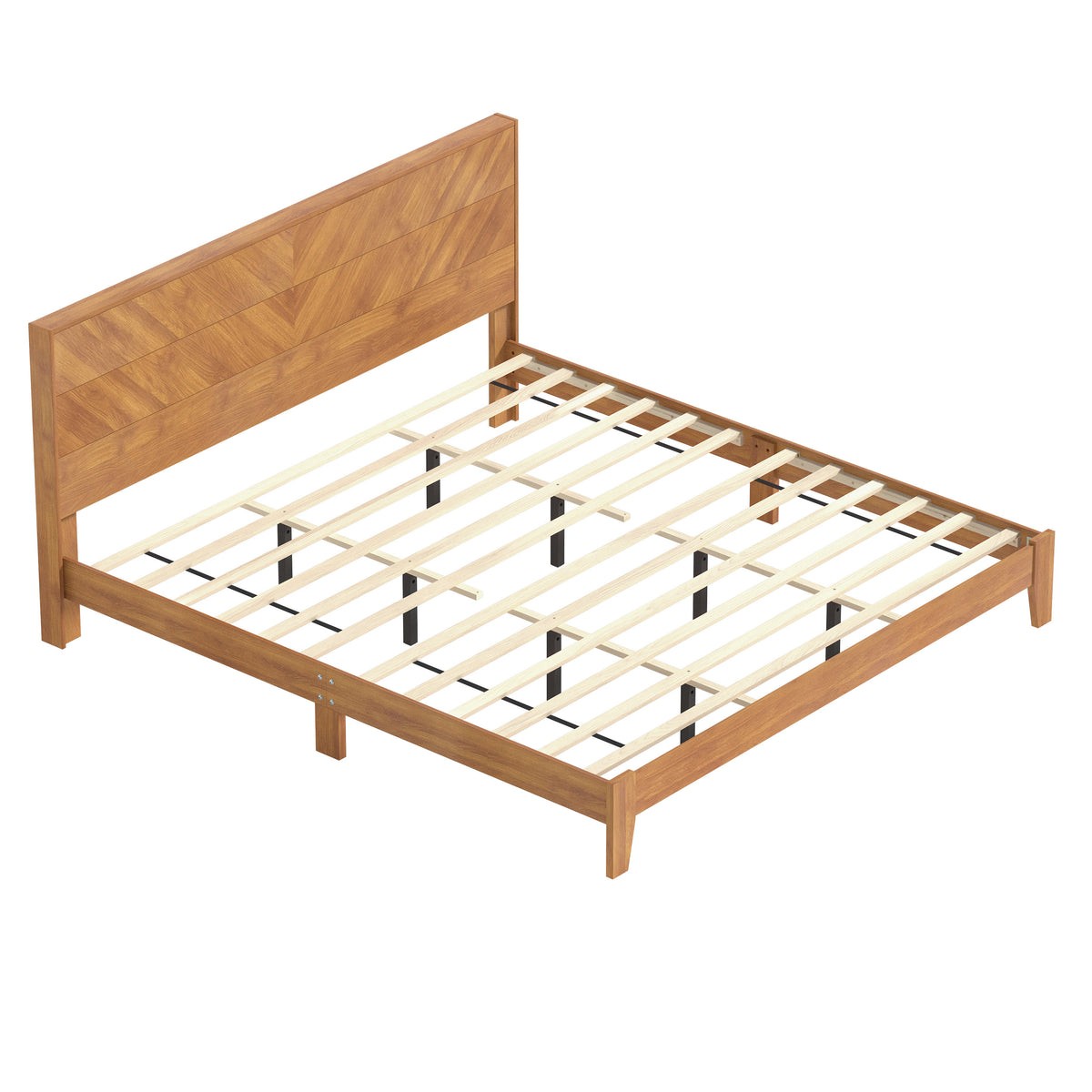 GALANO King Platform Bed with Chevron Headboard