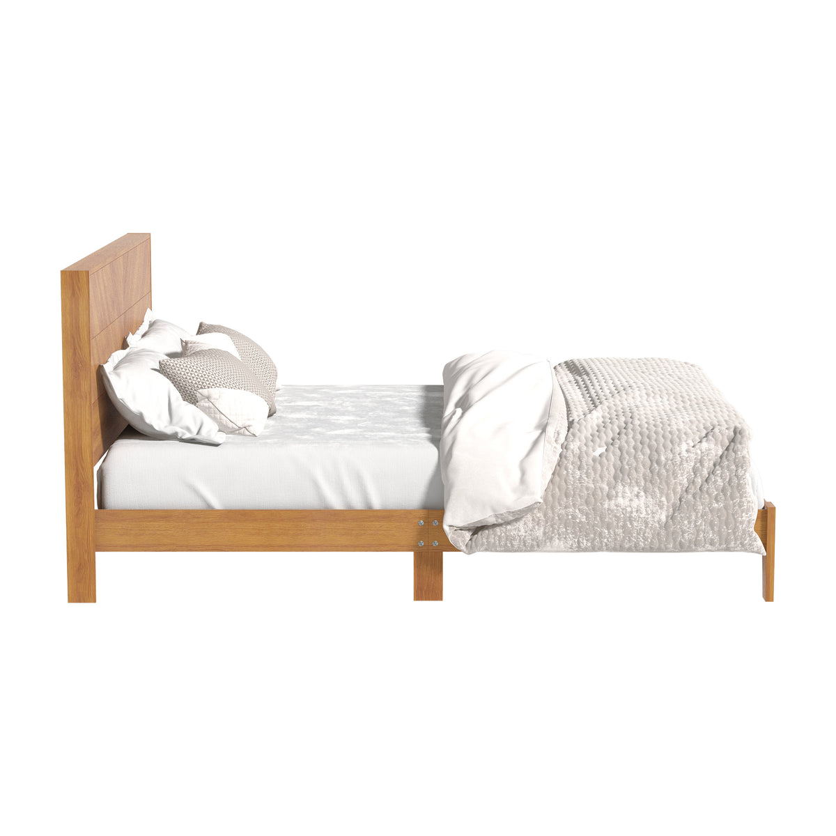 GALANO Platform Bed with Chevron Panel Headboard
