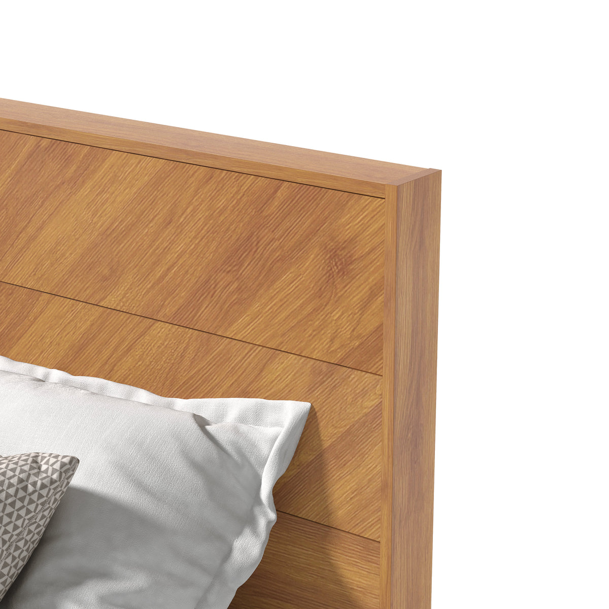 GALANO Platform Bed with Chevron Panel Headboard