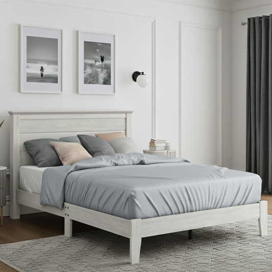 Galano Modern Platform Bed with Slatted Headboard 66.1" W × 85.6" D × 40.2" H