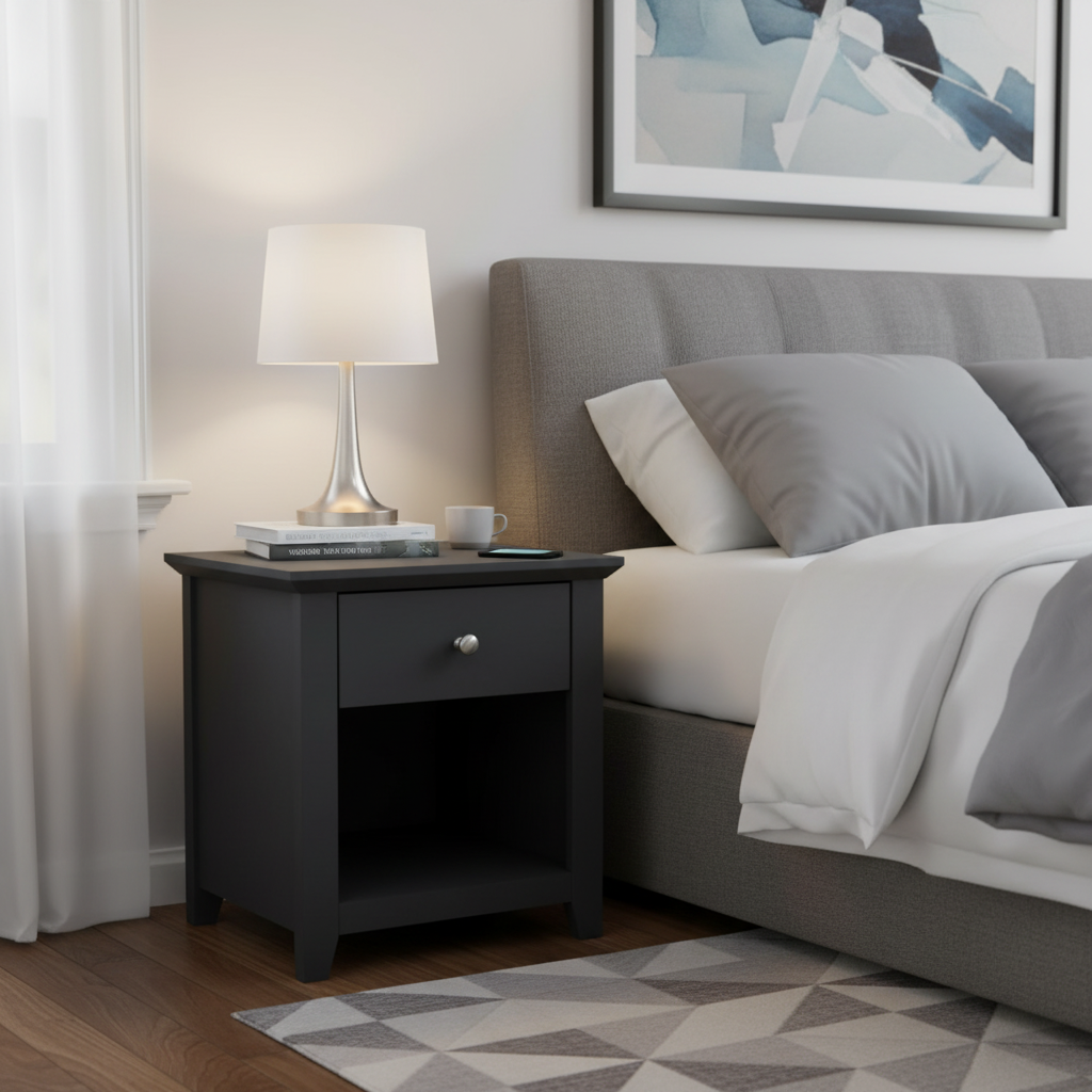 Galano Modern 1-Drawer Nightstand with Open Storage 19.3" W × 16.9" D × 20.9" H