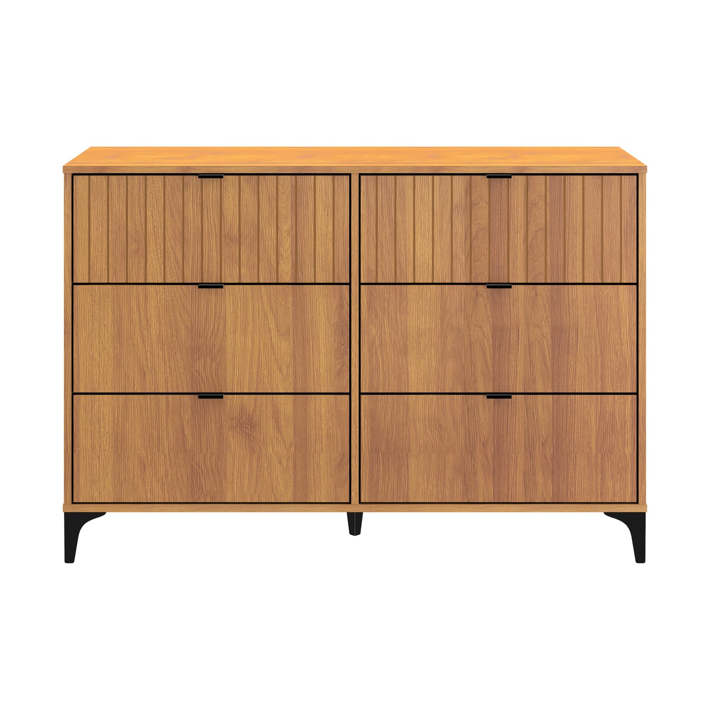 Galano Zaffy 6 Drawer Dresser (Interlock) - Amber Walnut