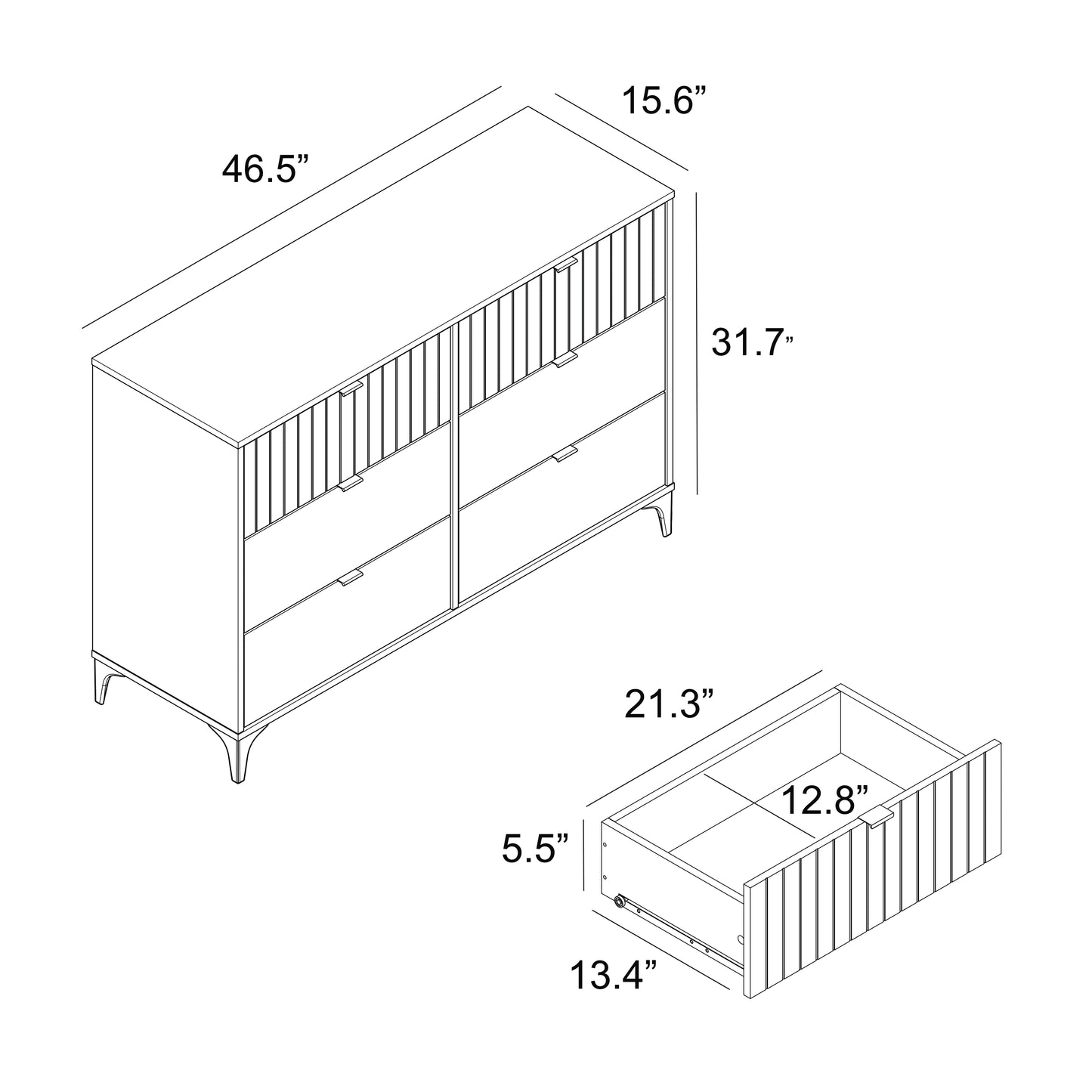 Galano Zaffy 6 Drawer Dresser (Interlock) - Amber Walnut