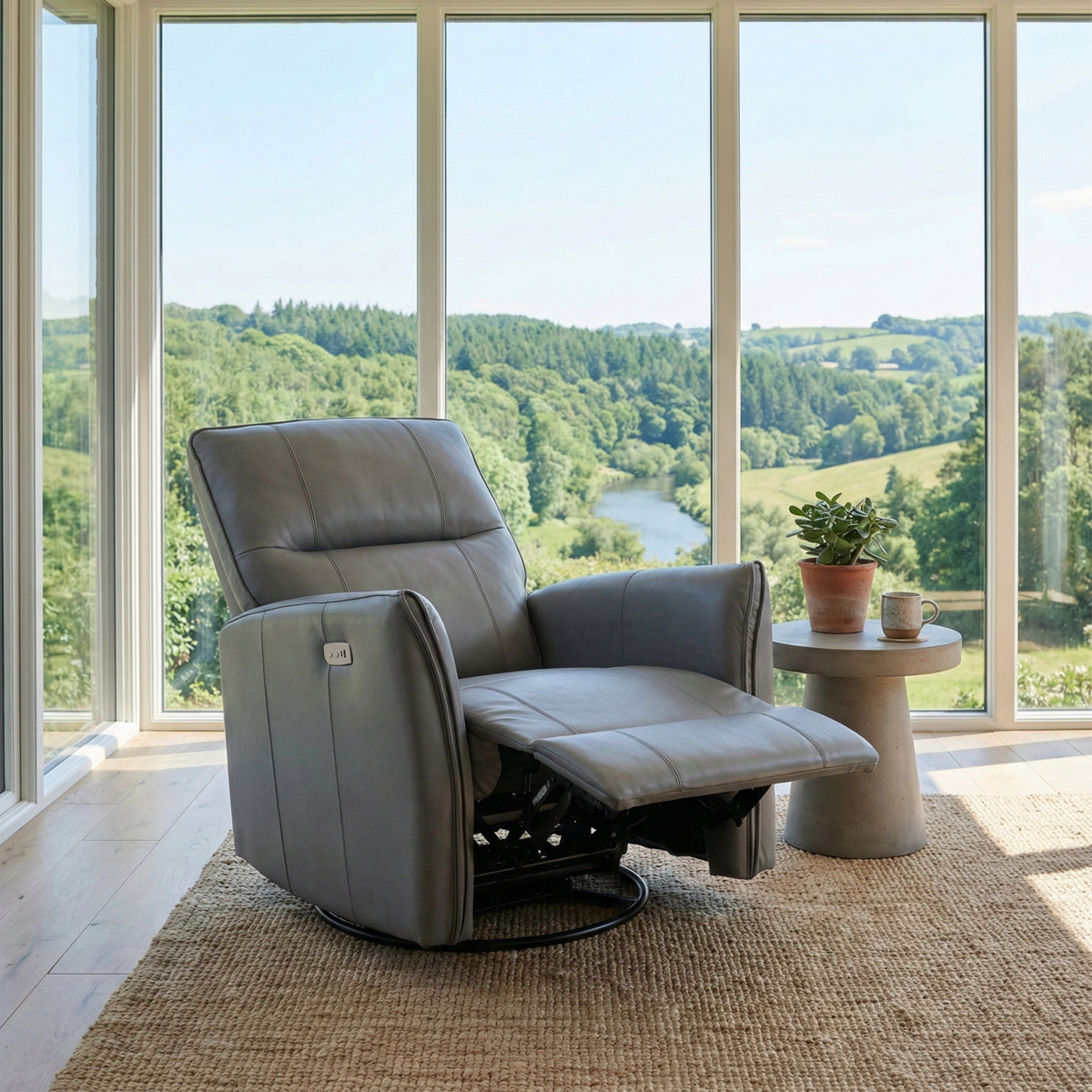 Galano 31.5" W Genuine Leather Power Lift Recliner with Swivel, Glider and USB Charging