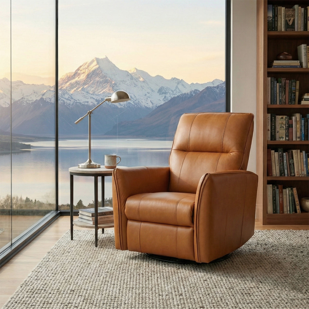 Galano 31.5" W Genuine Leather Power Lift Recliner with Swivel, Glider and USB Charging