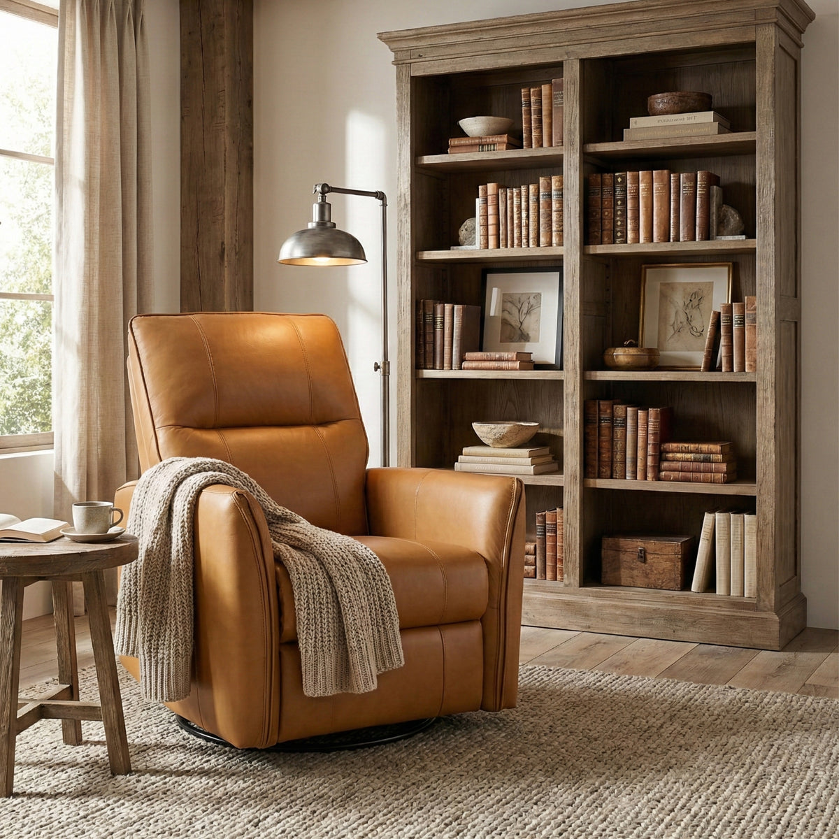 Galano 31.5" W Genuine Leather Power Lift Recliner with Swivel, Glider and USB Charging