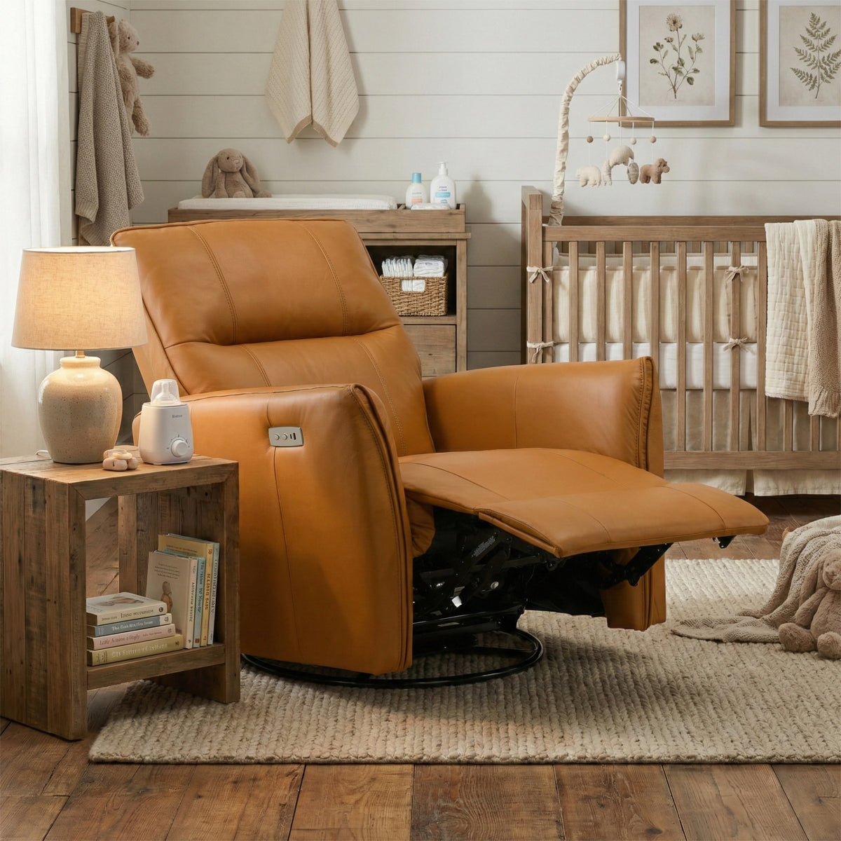 Galano 31.5" W Genuine Leather Power Lift Recliner with Swivel, Glider and USB Charging