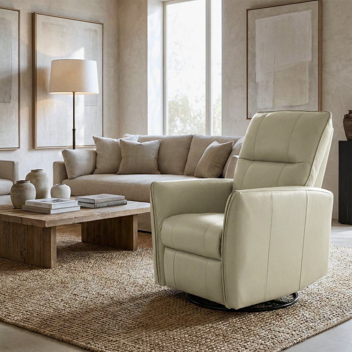 Galano 31.5" W Genuine Leather Power Lift Recliner with Swivel, Glider and USB Charging